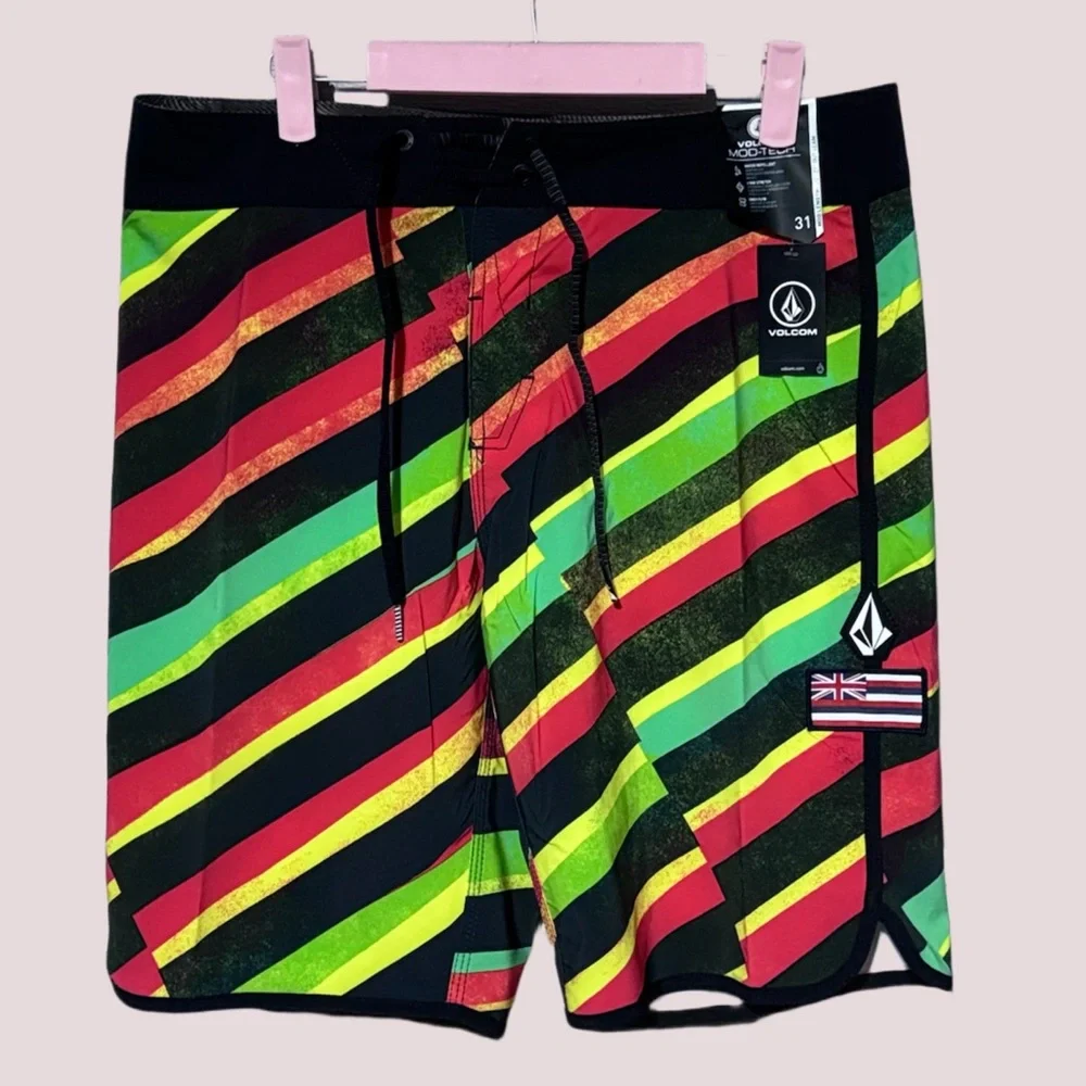 NWT Volcom Men's Scallop Stripe 20‎ Boardshorts - Sz 31